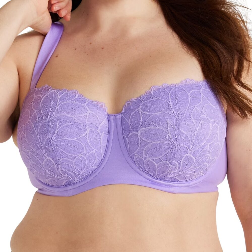 Joyspun Underwire Balconette Bra Plus Size 46DD Full Figure Lightly Padded Purpl - Picture 2 of 5